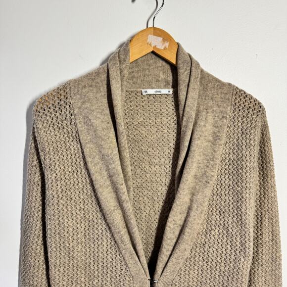Sioni Shawl Collar Old Money Cashmere Cardigan Sweater Women Tan Grandpacore - Picture 4 of 8